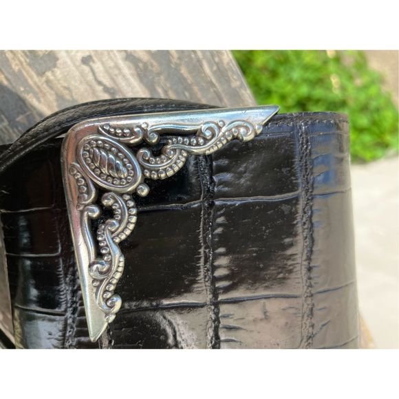 Brighton Leather Black Crossbody Bag Purse Crocodile Embossed Western Cowgirl Cl - Picture 4 of 17